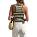 Summer Sexy Slim Women's Vest Top Style Square Neck Sleeveless Striped Print New Clothing_ecoleips.com