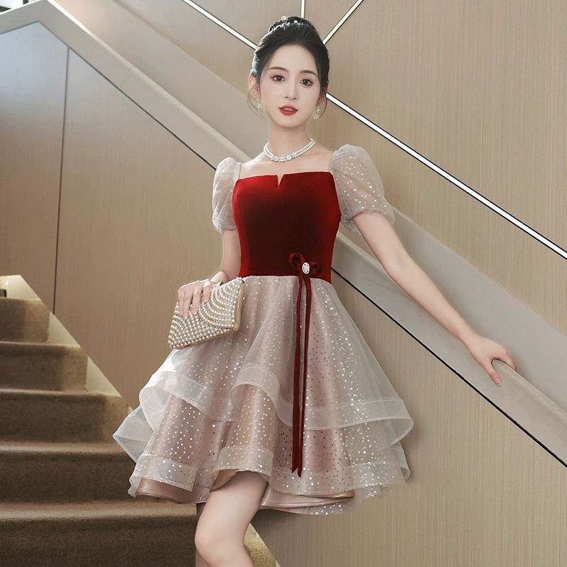 Bride's Wedding Toast 2026 New Style Petite Engagement Evening Luxurious High-End Party Dress For Women_ecoleips.com