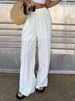 Aria Basics 2025 Cross-Border European And American Women's Summer Solid Color Hollow Embroidered Elastic Waist Trousers_ecoleips.com