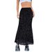 European American Cross-border 2026 Spring New Style Dark Green Floral Half-length Fishtail Skirt, Casual And Versatile,_ecoleips.com
