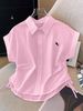 Vintage-Inspired Short Sleeve Polo Shirt - Japanese Minimalist Design With Embroidered Detail, Retro Casual Top For Men & Women_ecoleips.com