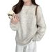 girl Soft Cozy Round Neck Pullover Sweater Women, Autumn And Winter New Lazy Style, Loose Fit, Solid Color, Long Sleeve_ecoleips.com