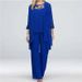 Women's Clothing Fashion Casual Suits Plus Size Elegant Lace Stitching Slim Chiffon Straight Pants Three Piece Suit_ecoleips.com