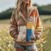 Women's Floral Pumpkin Print Zip Up Sweatshirt Stylish Versatile Summer New Cross Border_ecoleips.com