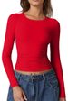 Women's Slim Fit Round Neck Long Sleeve T-Shirt – Stretchy & Sexy Basic Top For Fall & Winter (Oversized & Cropped Fit Options)_ecoleips.com