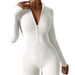Seamless High-Intensity Yoga Bodysuit – Full-Length Zippered Gym Wear For Women (Black/White/Khaki/Grey/Navy, S-Xl)_ecoleips.com