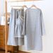 2023 Cotton Crepe Pajamas Women's Long-sleeved Robe + Halter Top + Pants Three-piece Set Suspenders With Breast Pads Pijamas_ecoleips.com