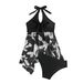 Elegant Halter Neck Bikini Set With Skirt – Floral Lace-Up Swimwear (Modest & Sexy For Beach & Pool)_ecoleips.com