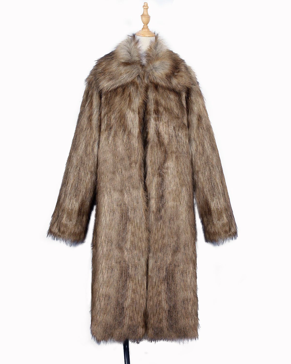 Women's Square-neck Faux Fur Long Coat, Warm And Popular For Autumn And Winter._ecoleips.com