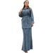 Women's Stylish Long Sleeve Polo Collar Denim Dress with Belt Comfortable Casual Office Wear_ecoleips.com