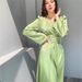 Women's Clothing Spring Women's Slim Fit Long Sleeve V Neck Dress Elegant Lace Up Long Sleeve For Formal & Casual For Women_ecoleips.com