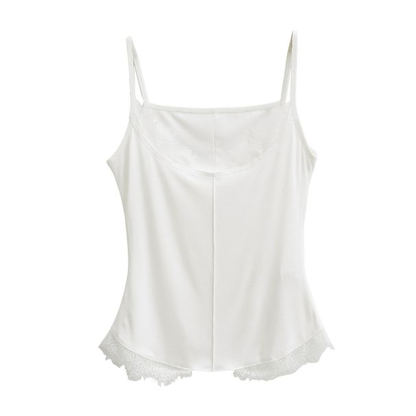 Women's Clothing Summer Hot Girl Sexy Slim Lace Edge Round Neck Camisole Female Pure Desire Tight Sleeveless Top Vest_ecoleips.com