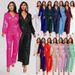 Women's Clothing Deep V Long Sleeved Jumpsuit Summer High Waist Wide Leg Sequin Belt Jumpsuit_ecoleips.com