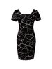 Women Dress Square Neck Short Sleeve Geometric Print Bodycon Mini Dress Sleek Spring Summer Chic Party Club Night Out Flattering_ecoleips.com