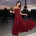 Women's Strapless Belted Pleated 3D Floral Flowy Maxi Dress – Elegant Party Evening Gown 2026_ecoleips.com