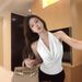 Elegant Blue Halter Neck Camisole Women's Slim Fit Sleeveless Backless Top Sexy Summer Design For Wear Alone_ecoleips.com