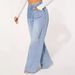Women's Clothing Women's Denim High Waist Drawstring Loose Wide Leg Light Blue Jeans Women's JEANS_ecoleips.com
