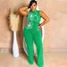 Women's Clothing Fashion Sleeveless One Piece Flower Design Slim Trousers Round Neck Sexy Hip Wrapped Jumpsuits_ecoleips.com