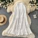 Women's Clothing High Waisted Slimming A-Line Midi Skirt For Women Heavy Duty Hollowed Out Knit Crochet With Tassel Splicing Summer Skirt_ecoleips.com