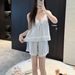 Summer Casual Acetate Camisole Shorts Set With Chest Pads, Women's Home Wear, Lightweight Satin Pajamas_ecoleips.com