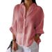 Women's Clothing Cotton And Linen Back Tie Design Shirt_ecoleips.com