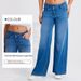 Plus-Size Crisscross Waist Jeans – High-Stretch Relaxed Fit With Cat Whisker & Monkey Pocket (Light/Deep Blue, XS-XL)_ecoleips.com