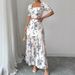 Women's Summer Skirt Set Square Neck Printed Export European American Short Sleeved Clothing_ecoleips.com