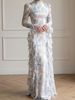 Elegant Satin Maxi Dress for Women Floral Print Long Sleeve Tie-Waist Soft And Flowy Women's Clothing_ecoleips.com