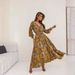 Women's V-Neck Long Sleeve Printed Dress – Sexy Slit Design, Elegant & Stylish Elevate Your Style With This Stunning V-Neck Dress_ecoleips.com