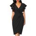 2023 European And American Cross-Border Trade Sweet Style Elegant Twist Slim Waist Ruched Solid Color Dress For Women_ecoleips.com