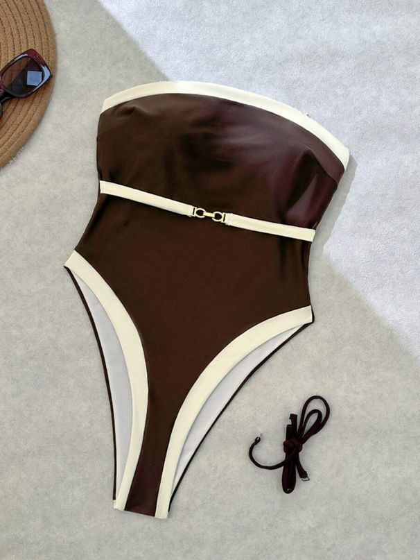 Women's Patchwork One Piece Swimsuit European And American Style Sexy Bikini Ladies Swimwear_ecoleips.com