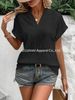 Aria Basics Aria Basics 2025 European And American Cross-Border Summer New Casual Women's Jacquard V-Neck Loose Short Sleeve Shirt_ecoleips.com