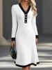 Elegant Color-Block V-Neck Midi Dress – Office To Weekend A-Line Dress (S-XXXL, Black/Blue/White/Red)_ecoleips.com