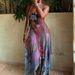 Fashion Floral Print Ruffles Irregular Long Dress Women Spring Slash Neck Hollow Slim Party Dress Summer Sleeveless Straps Dress_ecoleips.com