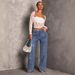 Women's Mid-Rise Stretch Jeans Distressed Straight Leg Denim Pants Rhinestone Embellishments Comfort Fit_ecoleips.com