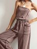 Spring/Summer Women's Sleeveless High Waisted Wide Leg Jumpsuit Solid Color Casual Slim Fit Tank Pants_ecoleips.com