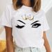 Euroean And American Cross-border Foreign Trade Clothing, Sexy Eyelash Rint Round-neck Short-sleeve Women's T-shirt_ecoleips.com