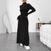 European American Autumn And Winter Women's Slim Fit High Neck Fashion Solid Color Ribbed Brushed Long_ecoleips.com