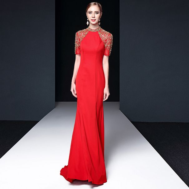 Red Slimming Evening Gown Elegant Banquet Dress for Women Spring 2026 Style Suitable for Chorus Hosts And Performances_ecoleips.com