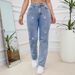 Vintage Embroidered High-Waisted Jeans – Stretch Cotton Denim Pants With Floral Stitching & Straight Leg_ecoleips.com