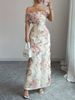 Off-Shoulder Embroidered Maxi Dress – Elegant High Waist Evening Gown (Short Sleeve, S-XL, White, Formal/Cocktail, Polyester Knit)_ecoleips.com