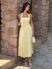Women's Clothing Casual Halter Neck Dress Solid Color Waist Cinching Thin Summer 2026 American Style_ecoleips.com