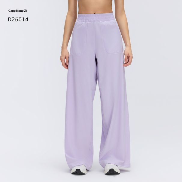 Spring/Summer Thin Casual Wide Leg Pants, High Waisted, Slimming, Straight Leg, Loose, Breathable, Fitness Sports Pants, Women's D26014_ecoleips.com