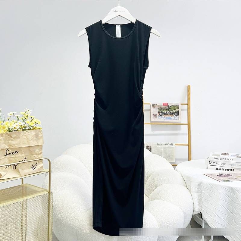 Women's Slim Fit Sleeveless Bodycon Midi Dress Stretchy round Neck Tummy Control Casual Office Dress_ecoleips.com