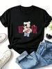 Women's Oversized T-Shirt Cool Sunglasses Bear Cartoon Letter Graphic Casual Loose Short Sleeve Streetwear Top_ecoleips.com
