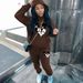 Women's Two Piece Set Hooded Fleece Print Sweatshirt Casual Sportswear Relaxed Everyday Wear Comfortable Feshion_ecoleips.com