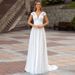 New 2026 Style Off-Shoulder Wedding Dress Simple Lace Deep V-Neck Slim Fit A-Line Short Train Soft Tulle Slimming Women's Gown_ecoleips.com