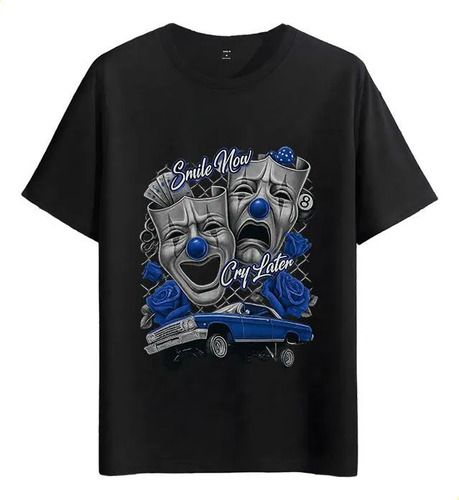 Women's T-Shirts T-shirt Muscle Freaks Lowrider Style Sad Happy Mask_ecoleips.com