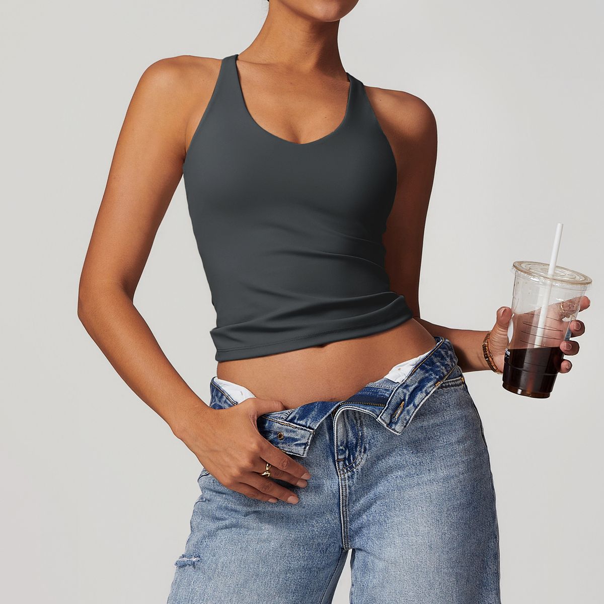 Women's Clothing Sanded Tight Yoga Top Outdoor Fitness Sports Underwear_ecoleips.com