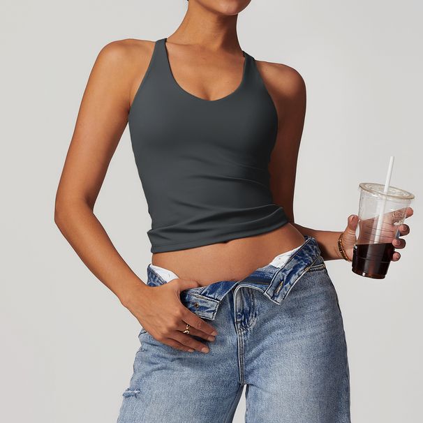 Women's Clothing Sanded Tight Yoga Top Outdoor Fitness Sports Underwear_ecoleips.com